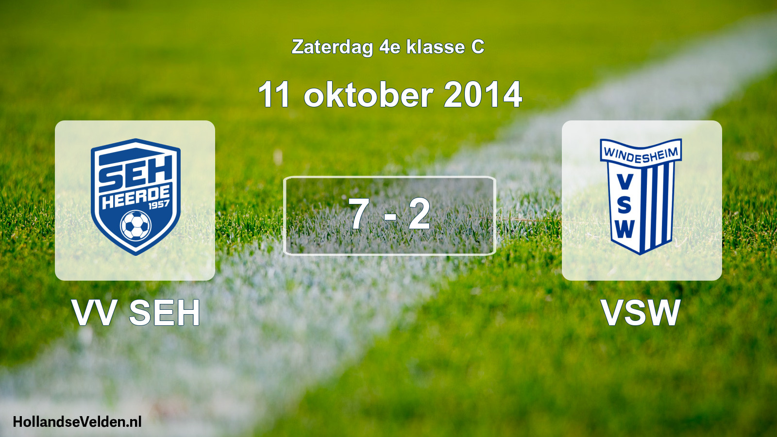 Gespeelde wedstrijd: VV SEH - VSW 7 - 2 (11 oktober 2014)