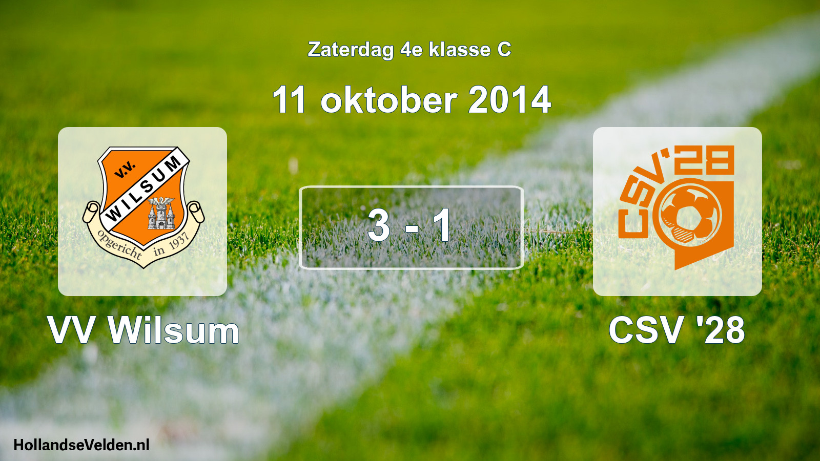 Gespeelde wedstrijd: VV Wilsum - CSV '28 3 - 1 (11 oktober 2014)