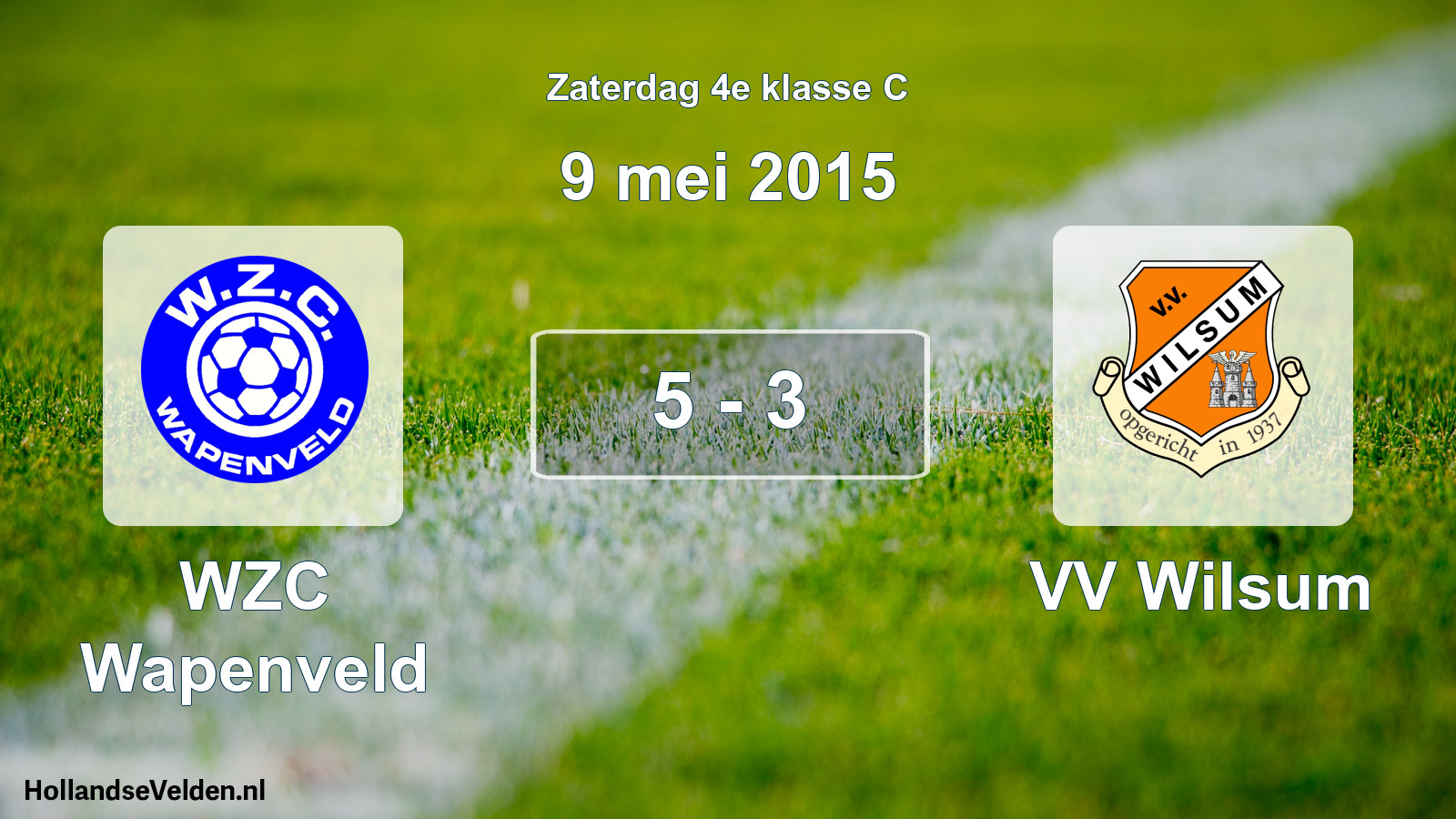 Gespeelde wedstrijd: WZC Wapenveld - VV Wilsum 5 - 3 (9 mei 2015)