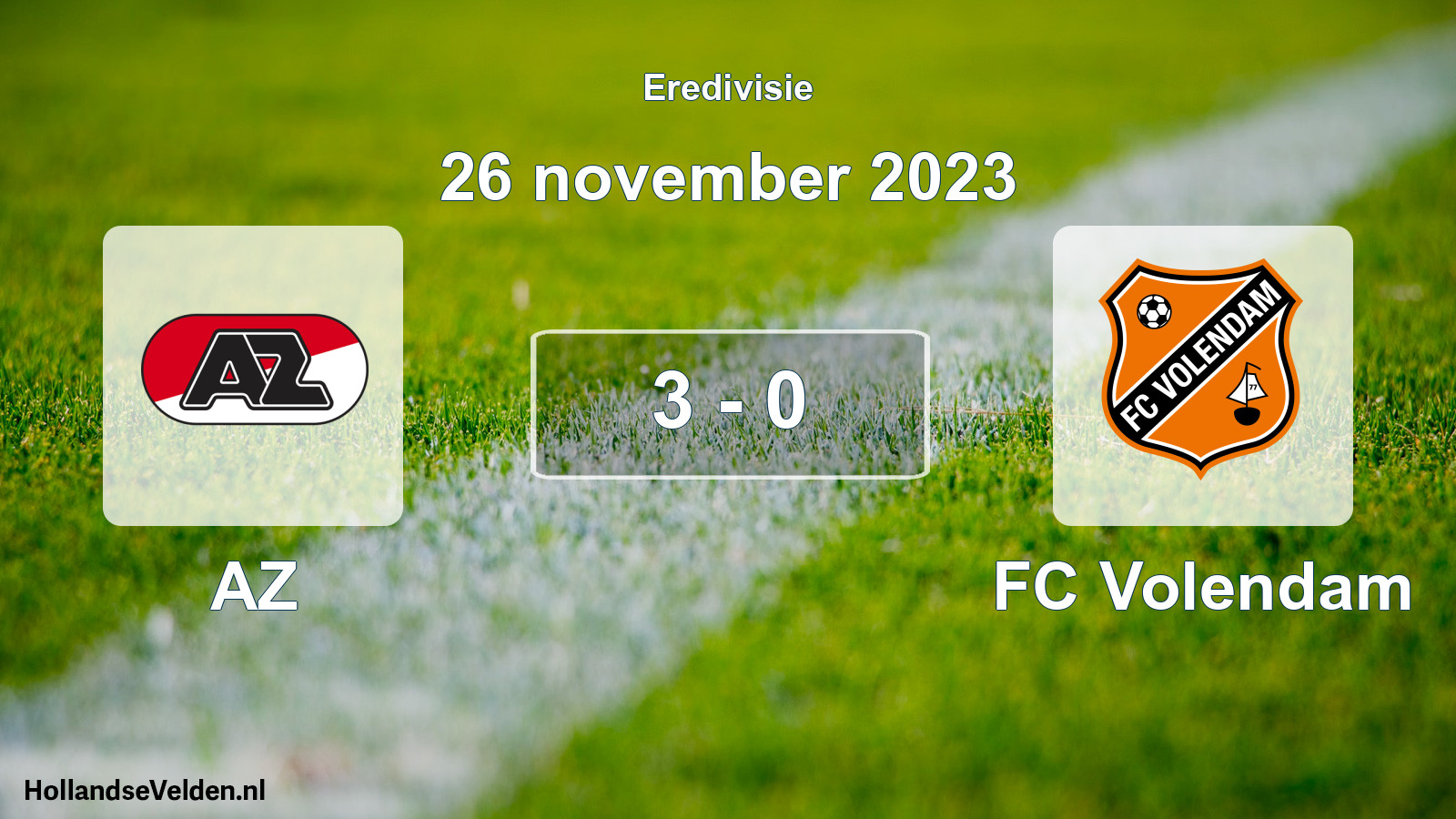 Gespeelde wedstrijd: AZ - FC Volendam 3 - 0 (26 november 2023)