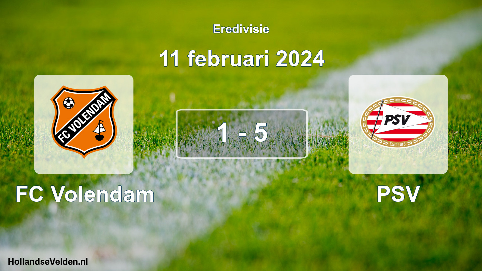 Gespeelde wedstrijd: FC Volendam - PSV 1 - 5 (11 februari 2024)
