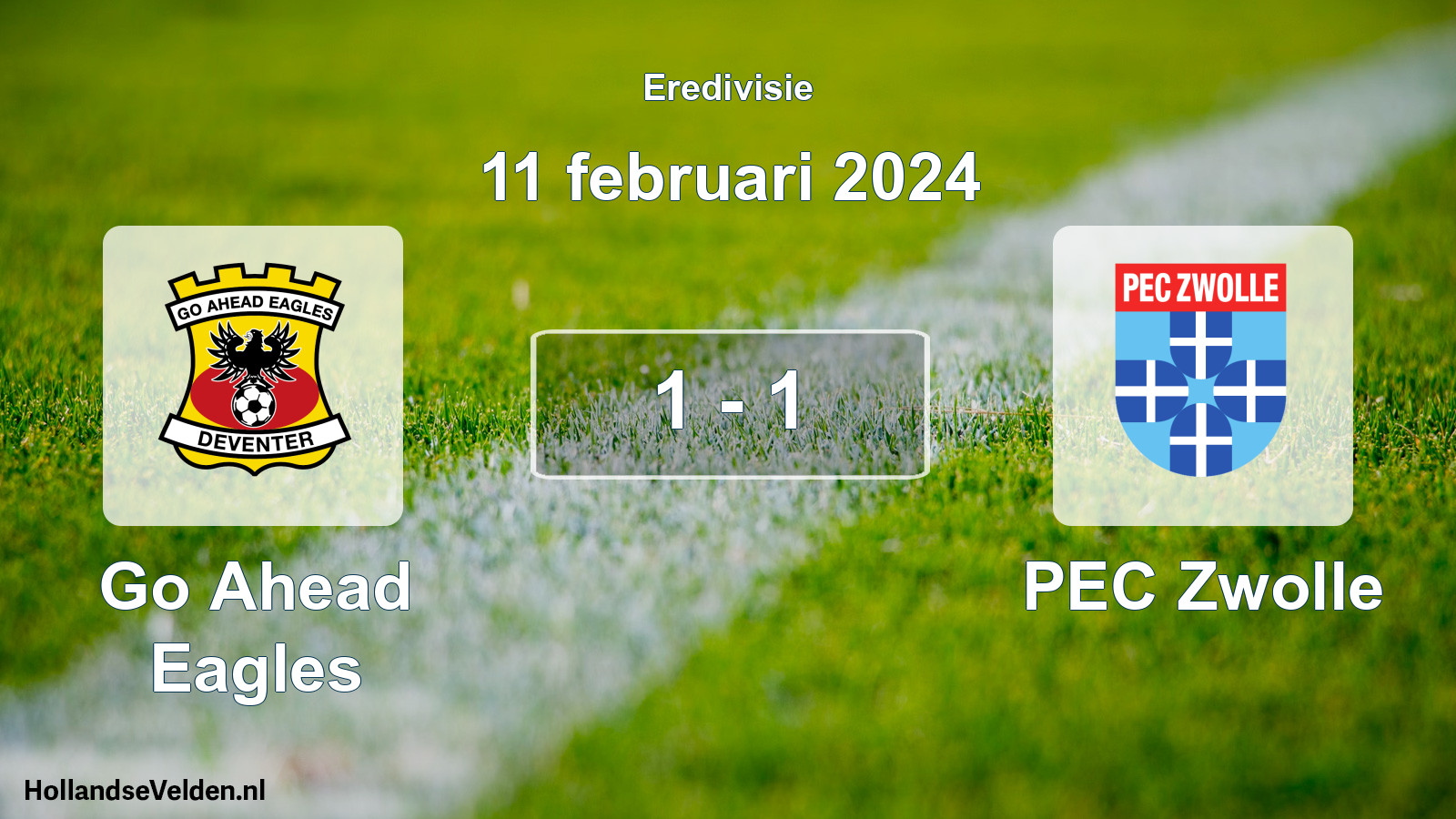 Gespeelde wedstrijd: Go Ahead Eagles - PEC Zwolle 1 - 1 (11 februari 2024)