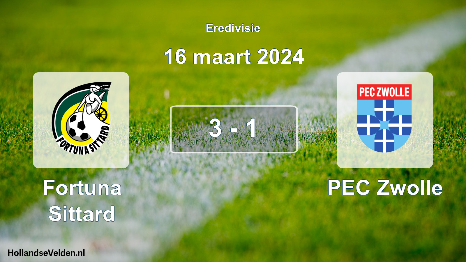 Total number of matches played: Fortuna Sittard - PEC Zwolle 3 - 1 (16 March 2024)