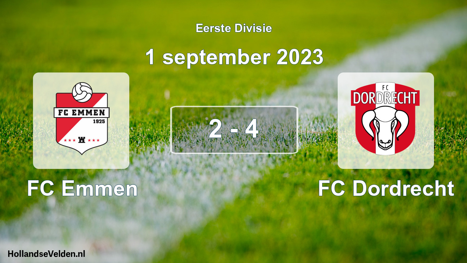 Gespeelde wedstrijd: FC Emmen - FC Dordrecht 2 - 4 (1 september 2023)