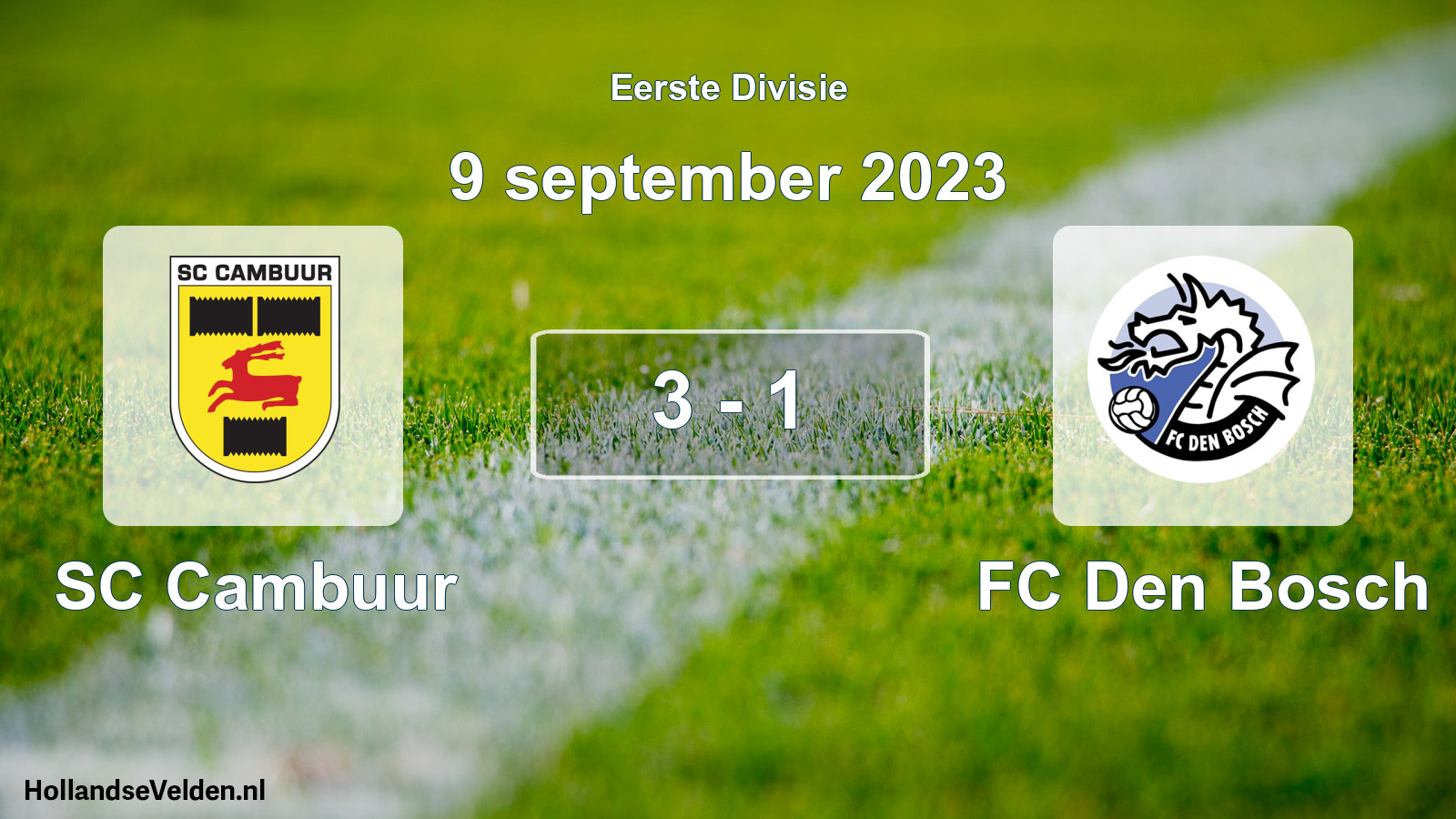 Gespeelde wedstrijd: Cambuur Leeuwarden - FC Den Bosch 3 - 1 (9 september 2023)