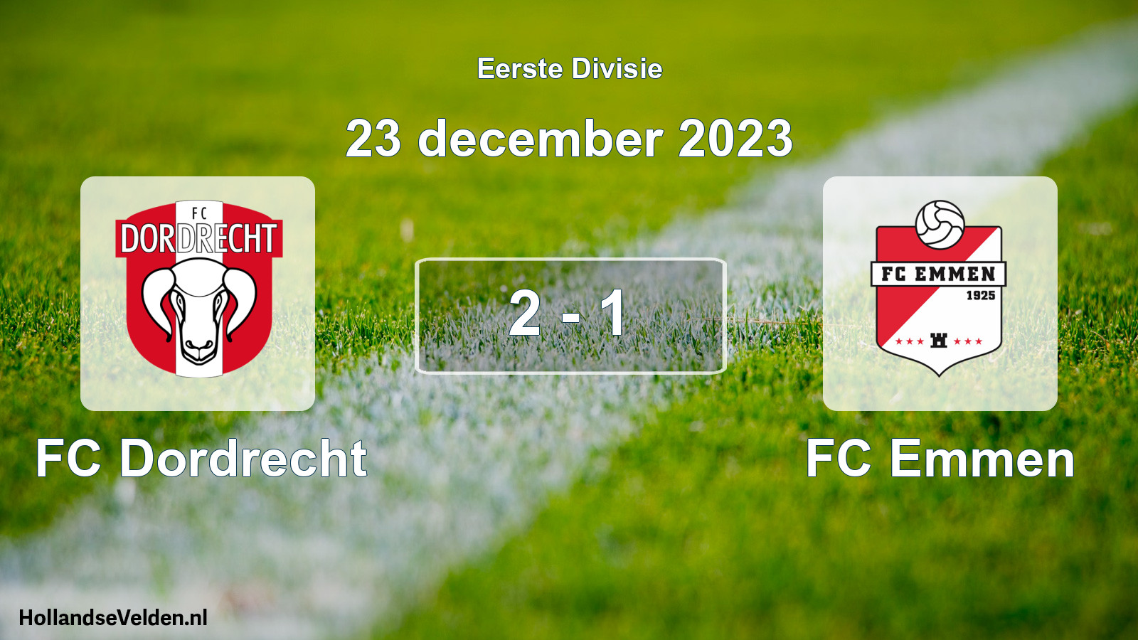 Gespeelde wedstrijd: FC Dordrecht - FC Emmen 2 - 1 (23 december 2023)