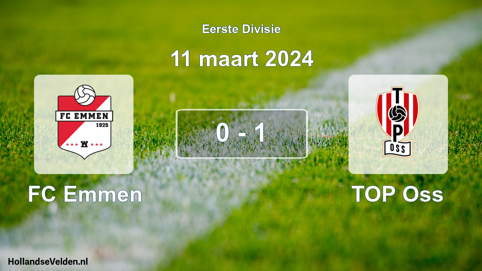 Gespeelde wedstrijd: FC Emmen - TOP Oss 0 - 1 (11 maart 2024)