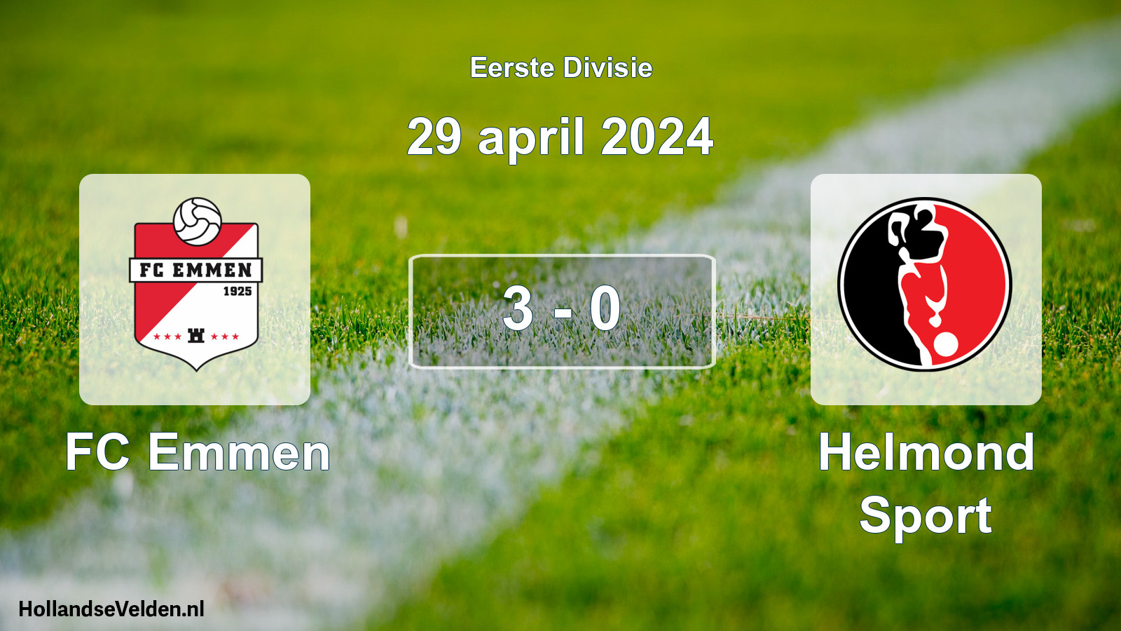 Gespeelde wedstrijd: FC Emmen - Helmond Sport 3 - 0 (29 april 2024)