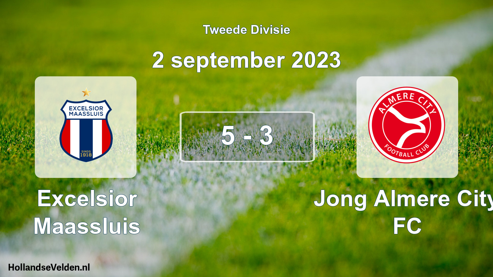 Gespeelde wedstrijd: Excelsior Maassluis - Jong Almere City FC 5 - 3 (2 september 2023)