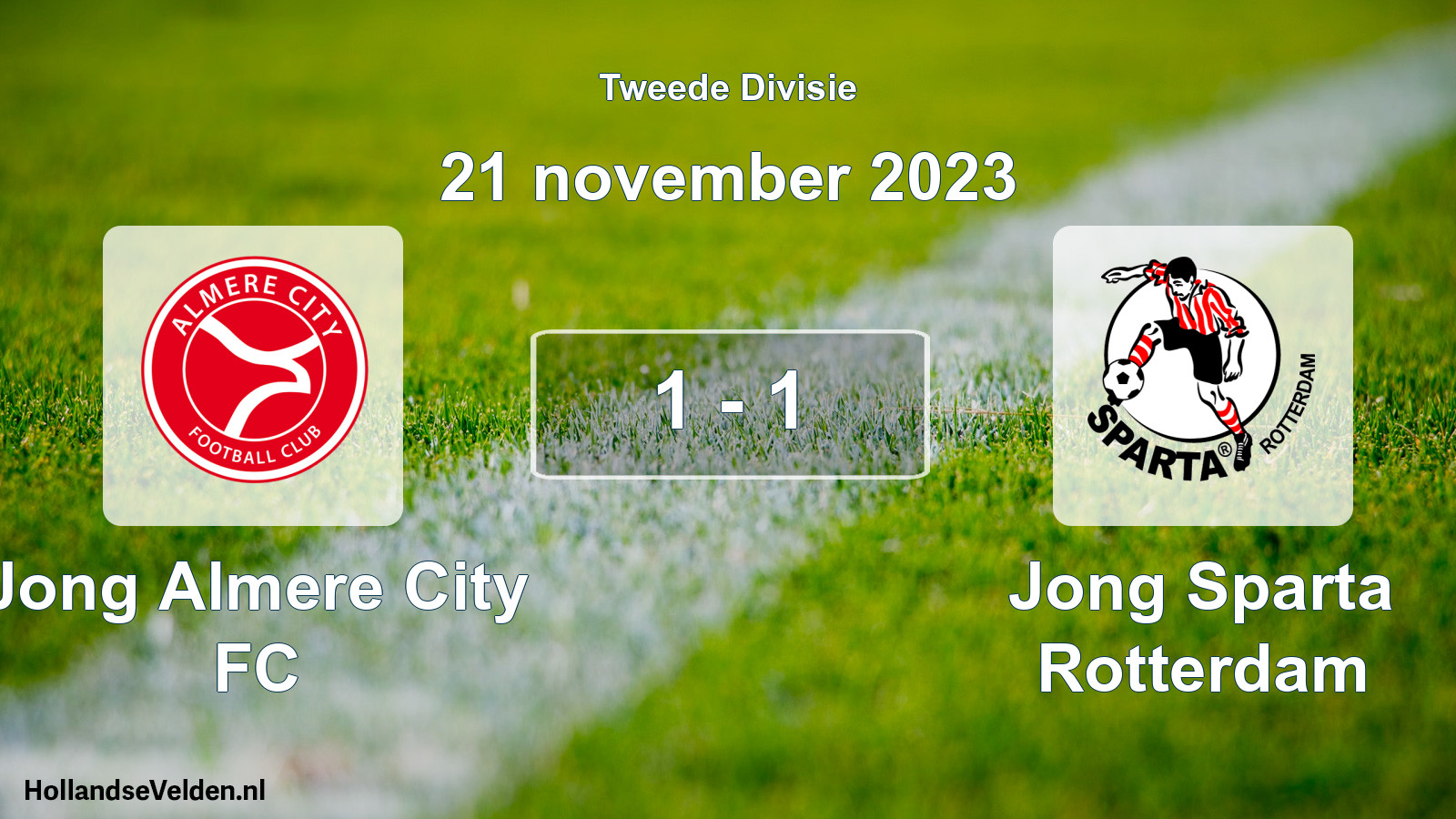 Gespeelde wedstrijd: Jong Almere City FC - Jong Sparta Rotterdam 1 - 1 (21 november 2023)
