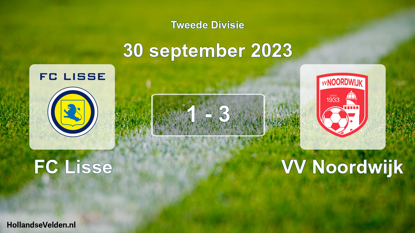 Gespeelde wedstrijd: FC Lisse - VV Noordwijk 1 - 3 (30 september 2023)