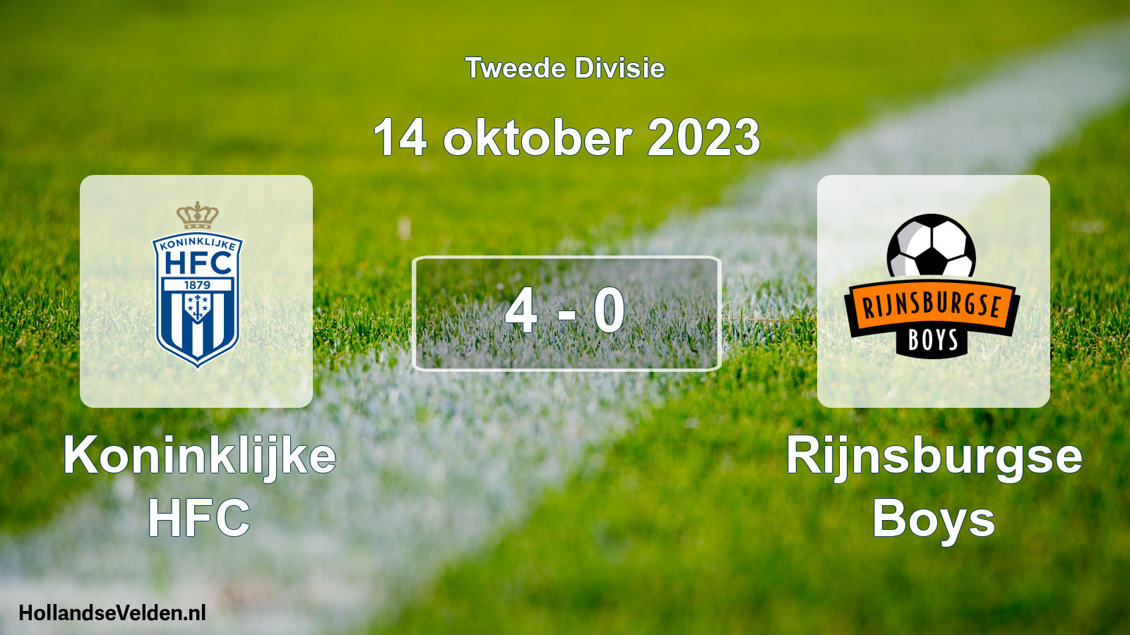 Gespeelde wedstrijd: Koninklijke HFC - Rijnsburgse Boys 4 - 0 (14 oktober 2023)