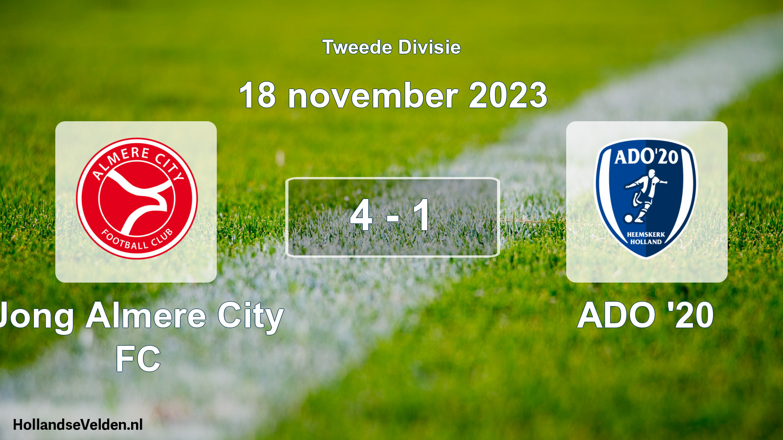 Gespeelde wedstrijd: Jong Almere City FC - ADO '20 4 - 1 (18 november 2023)