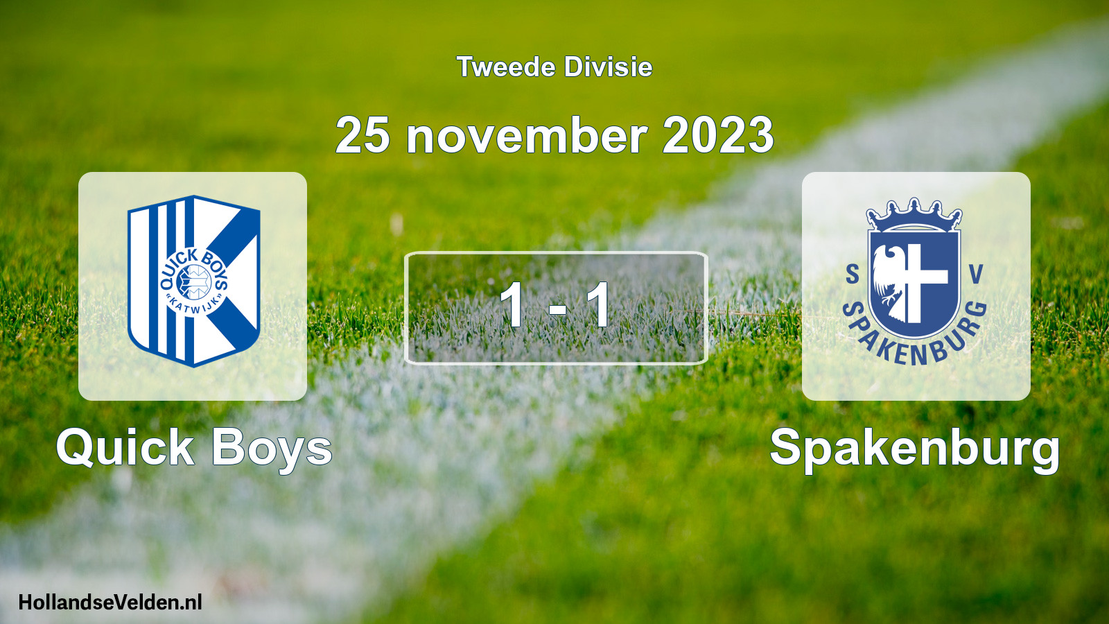 Gespeelde wedstrijd: Quick Boys - Spakenburg 1 - 1 (25 november 2023)