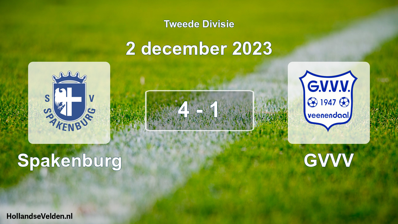 Gespeelde wedstrijd: Spakenburg - GVVV 4 - 1 (2 december 2023)