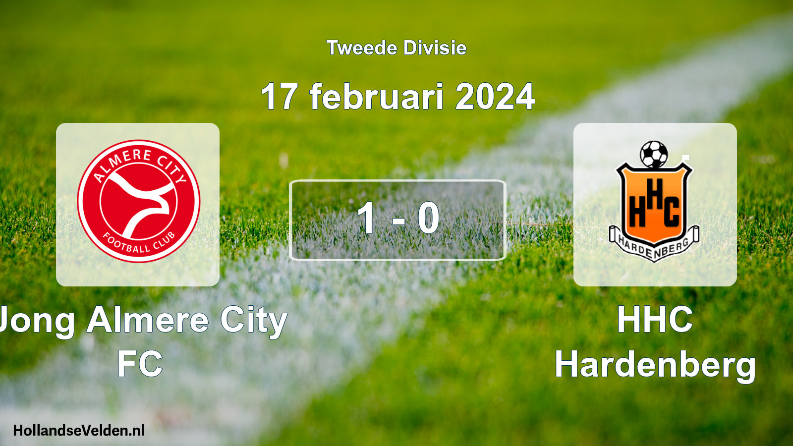 Gespeelde wedstrijd: Jong Almere City FC - HHC Hardenberg 1 - 0 (17 februari 2024)