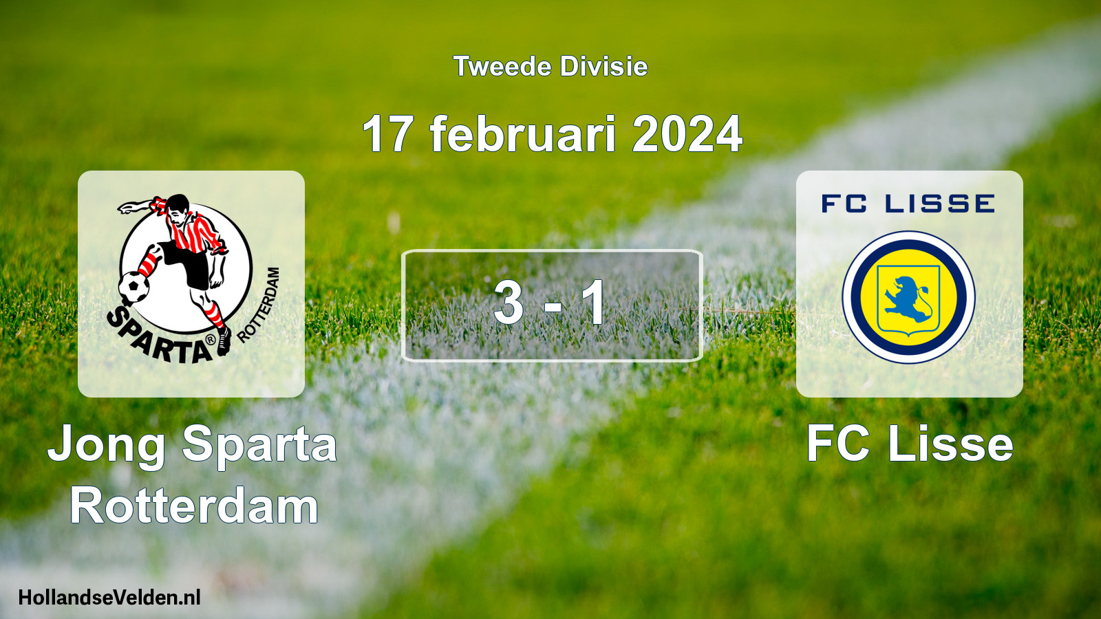 Gespeelde wedstrijd: Jong Sparta Rotterdam - FC Lisse 3 - 1 (17 februari 2024)