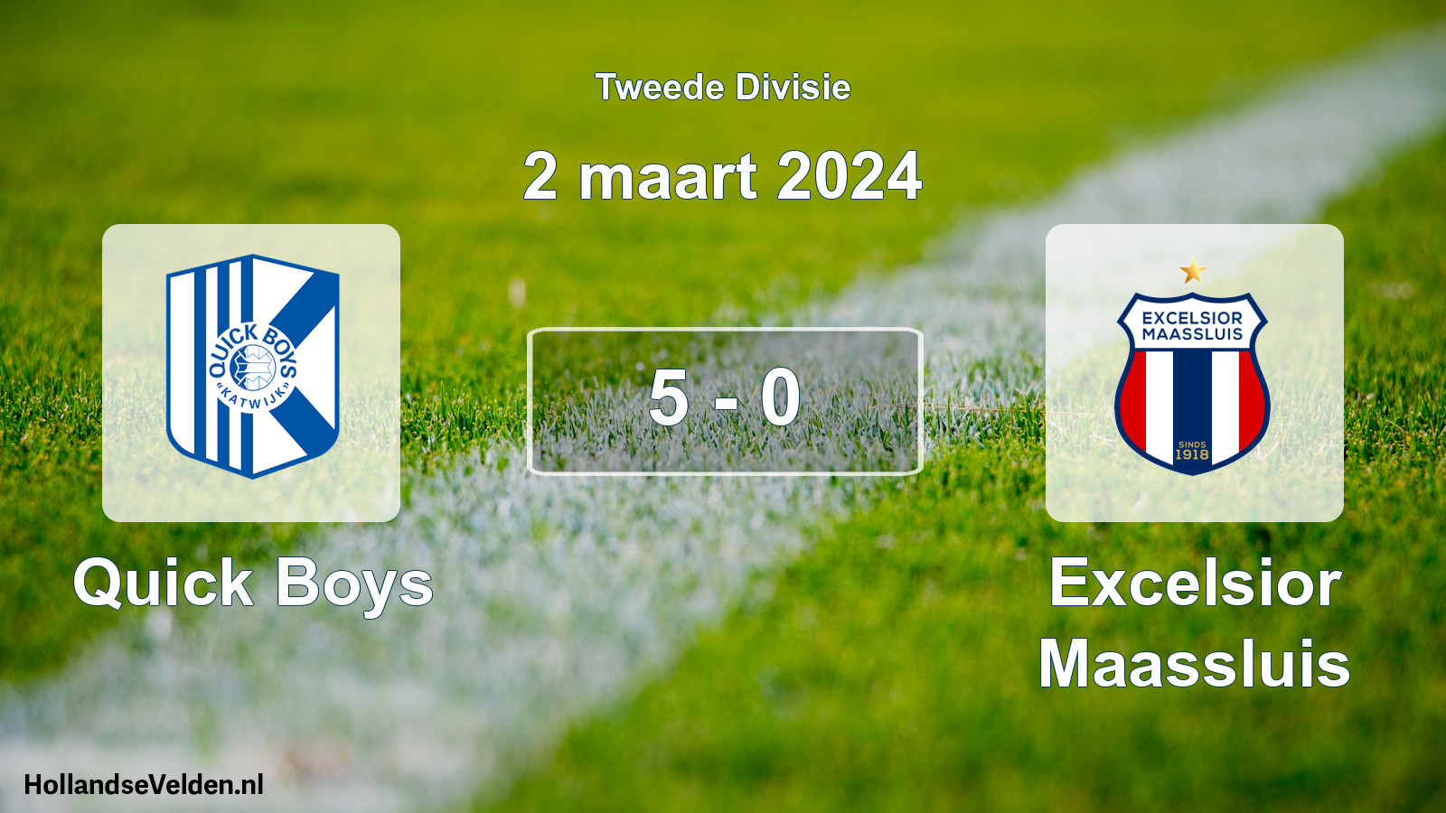 Gespeelde wedstrijd: Quick Boys - Excelsior Maassluis 5 - 0 (2 maart 2024)