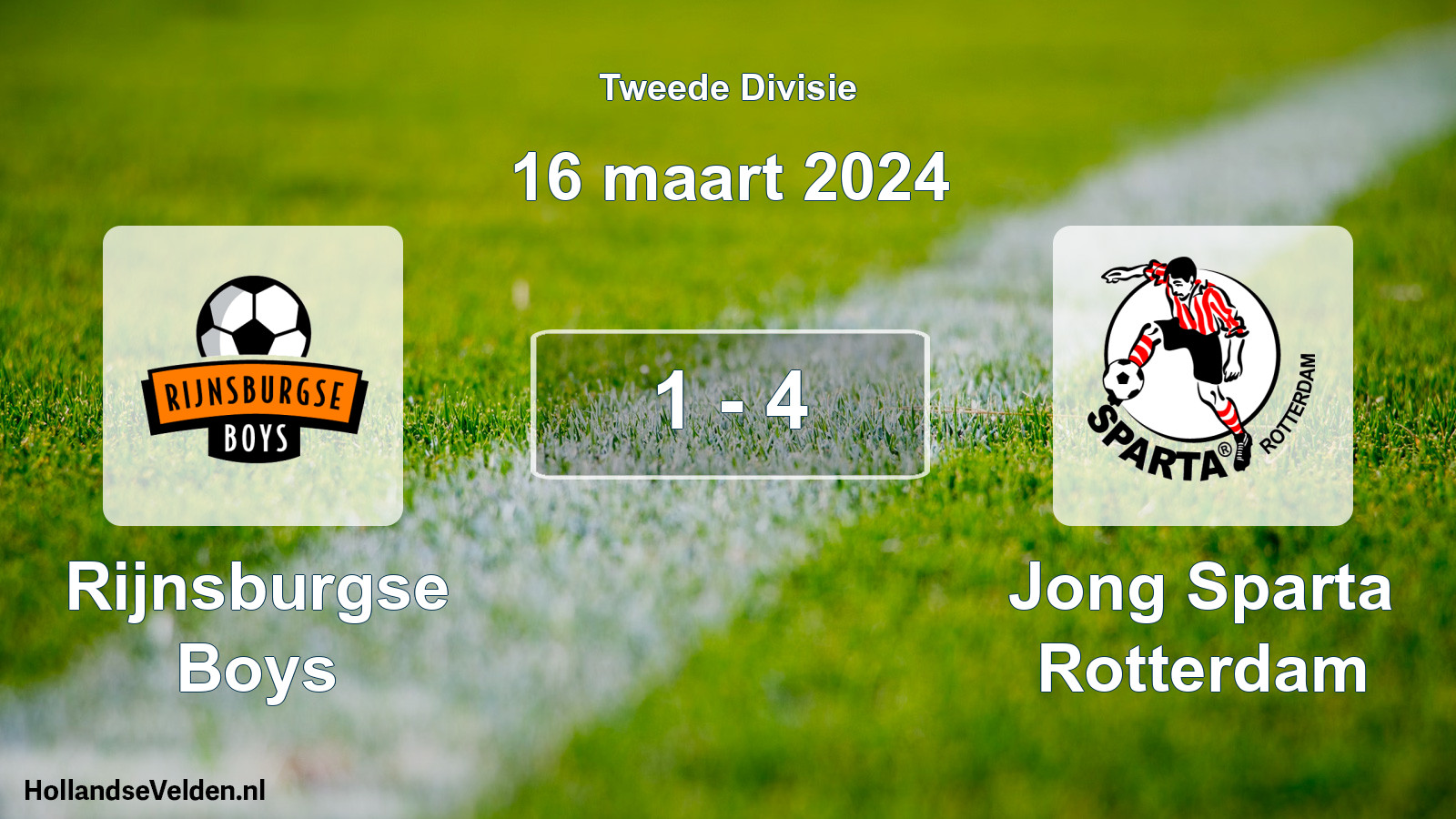 Gespeelde wedstrijd: Rijnsburgse Boys - Jong Sparta Rotterdam 1 - 4 (16 maart 2024)