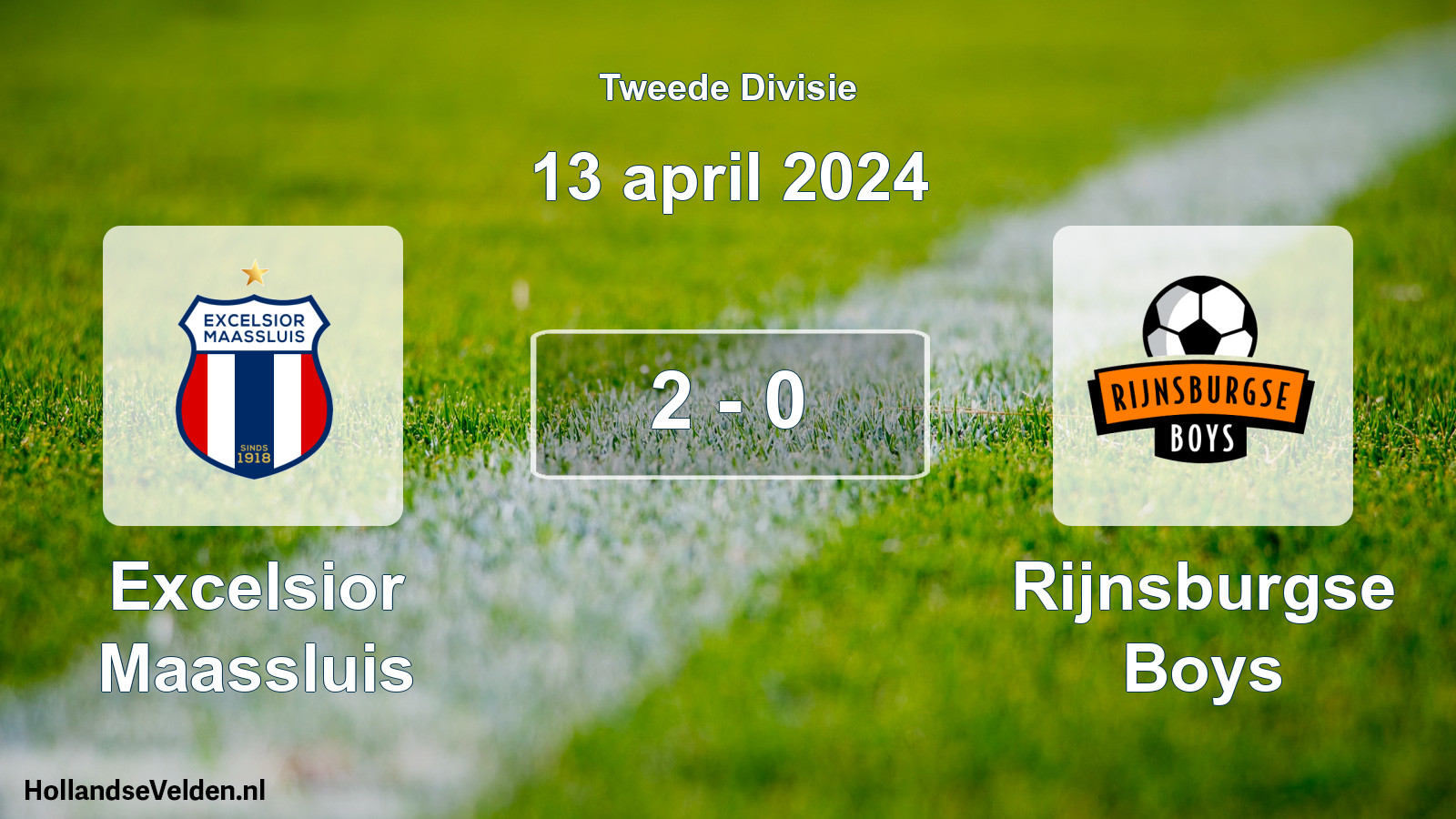 Gespeelde wedstrijd: Excelsior Maassluis - Rijnsburgse Boys 2 - 0 (13 april 2024)