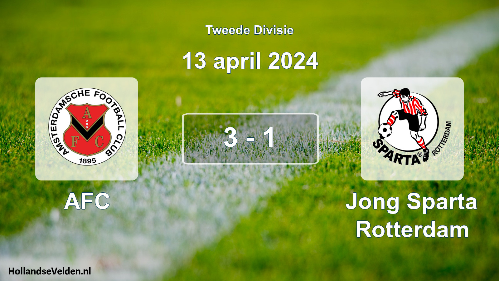 Gespeelde wedstrijd: AFC - Jong Sparta Rotterdam 3 - 1 (13 april 2024)