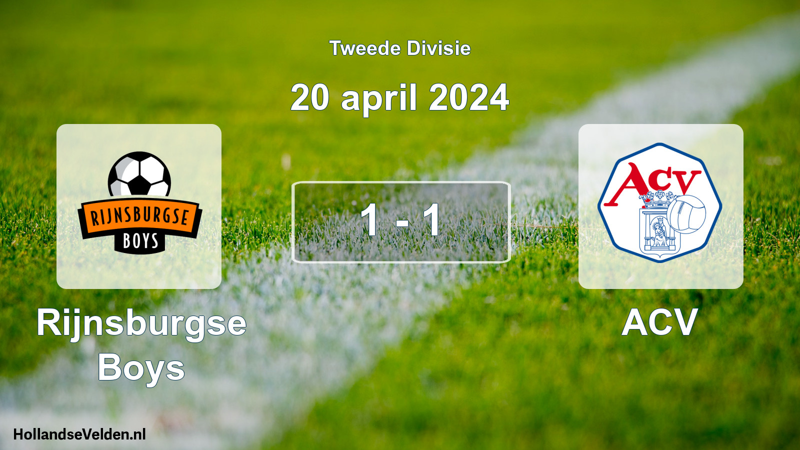 Gespeelde wedstrijd: Rijnsburgse Boys - ACV 1 - 1 (20 april 2024)