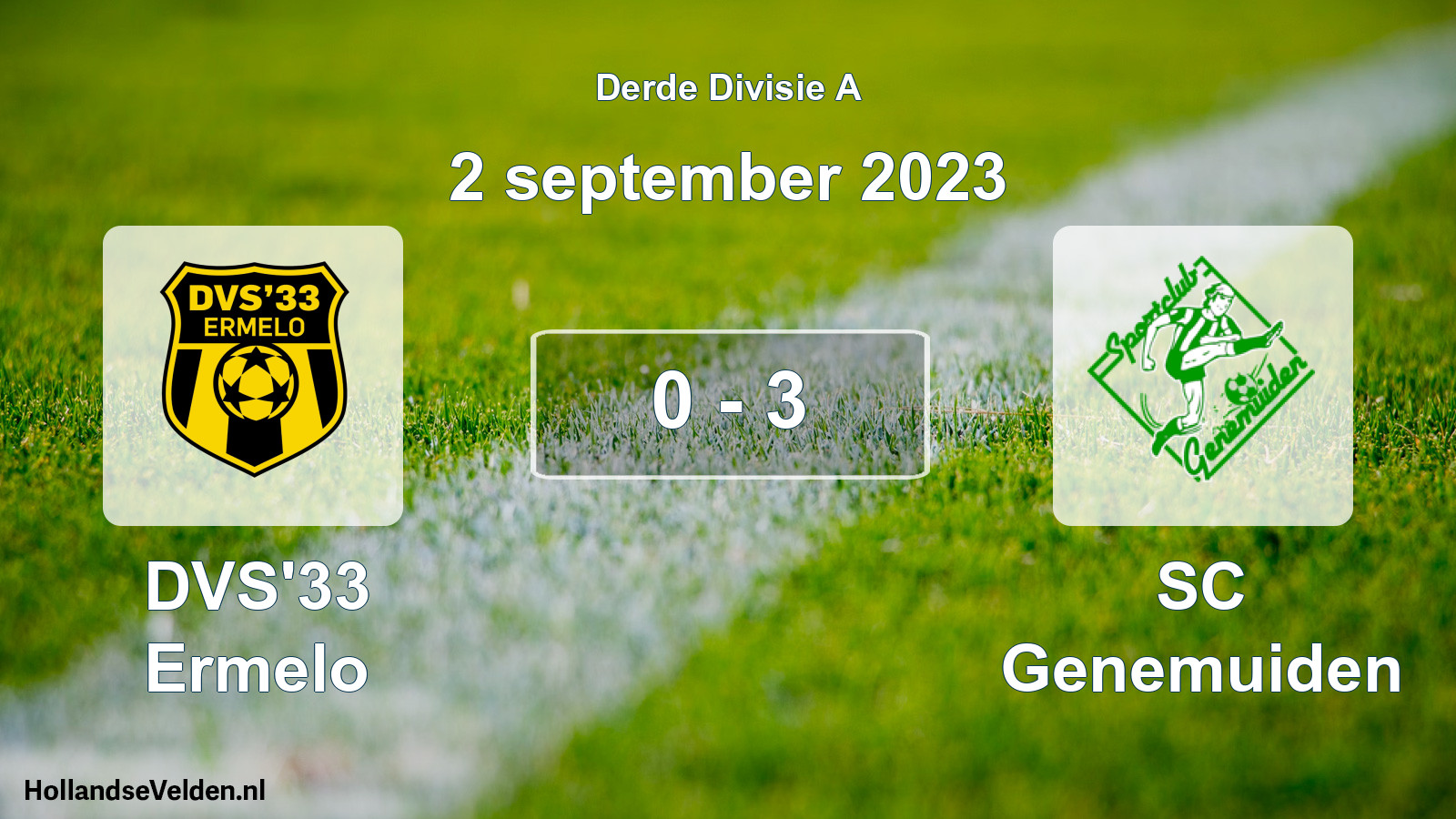 Gespeelde wedstrijd: DVS'33 Ermelo - SC Genemuiden 0 - 3 (2 september 2023)