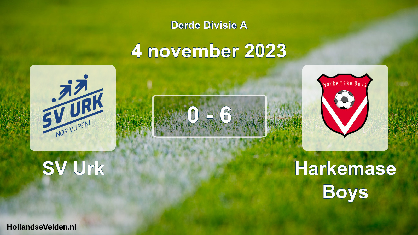 Gespeelde wedstrijd: SV Urk - Harkemase Boys 0 - 6 (4 november 2023)