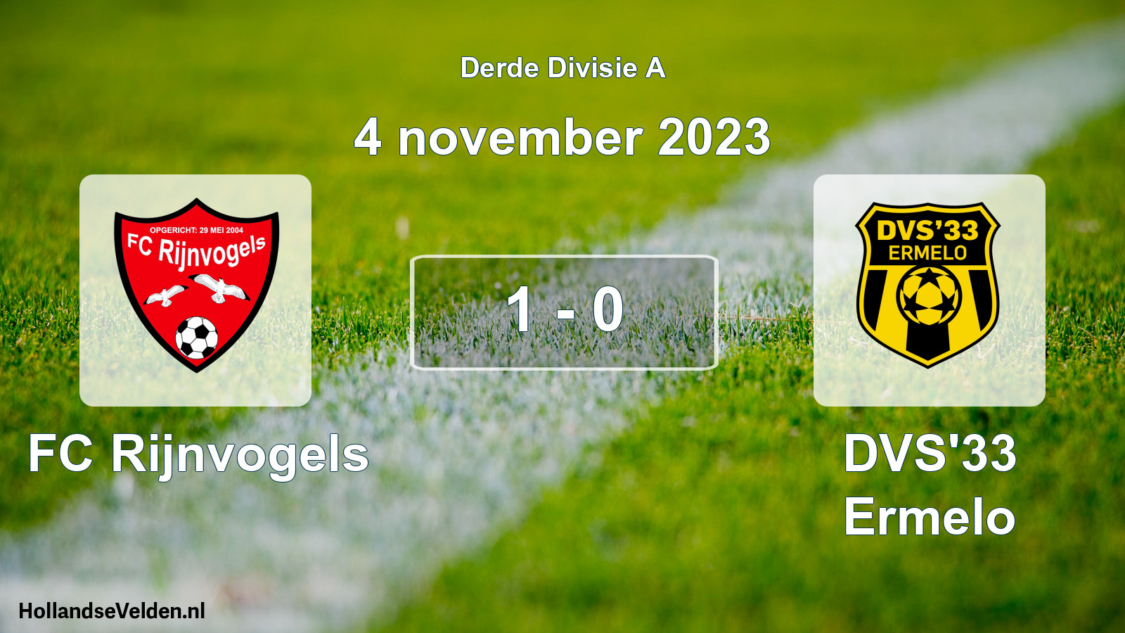 Gespeelde wedstrijd: FC Rijnvogels - DVS'33 Ermelo 1 - 0 (4 november 2023)