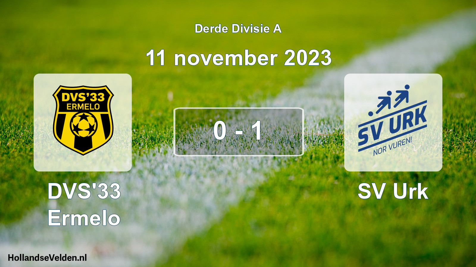 Gespeelde wedstrijd: DVS'33 Ermelo - SV Urk 0 - 1 (11 november 2023)