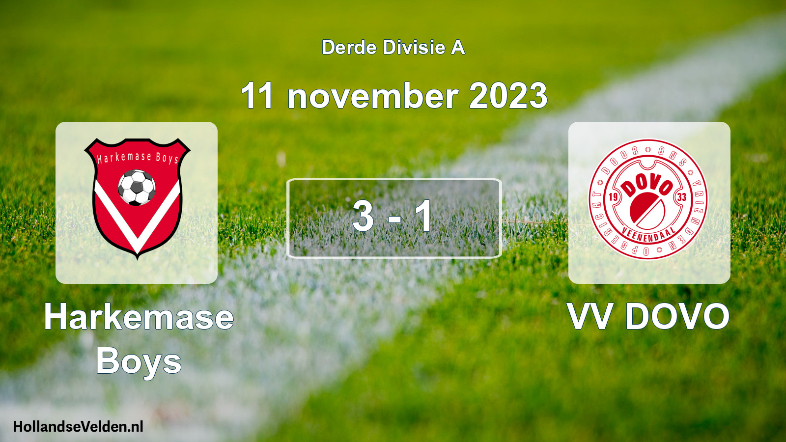 Gespeelde wedstrijd: Harkemase Boys - VV DOVO 3 - 1 (11 november 2023)
