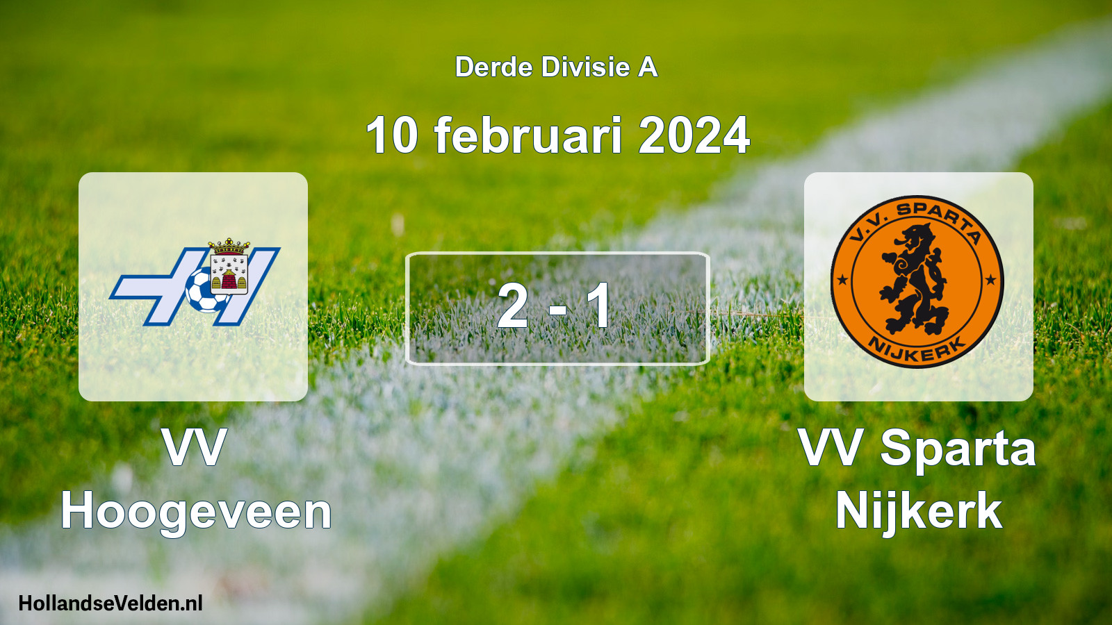 Gespeelde wedstrijd: VV Hoogeveen - VV Sparta Nijkerk 2 - 1 (10 februari 2024)