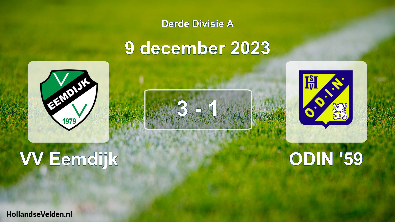 Gespeelde wedstrijd: VV Eemdijk - ODIN '59 3 - 1 (9 december 2023)