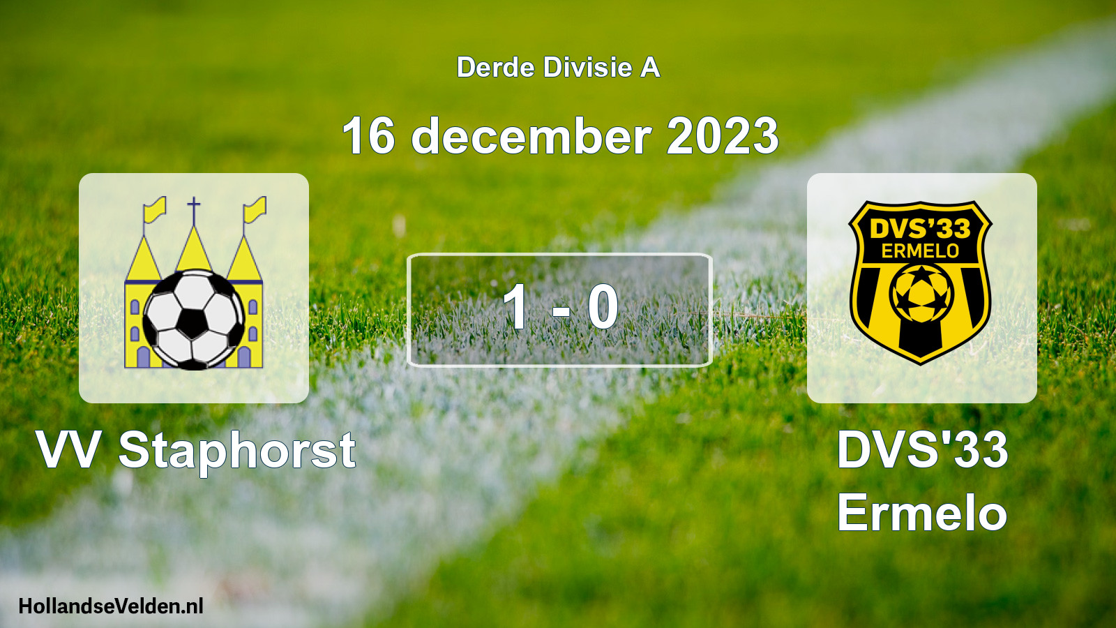 Gespeelde wedstrijd: VV Staphorst - DVS'33 Ermelo 1 - 0 (16 december 2023)