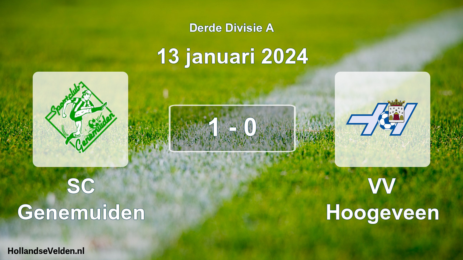 Gespeelde wedstrijd: SC Genemuiden - VV Hoogeveen 1 - 0 (13 januari 2024)
