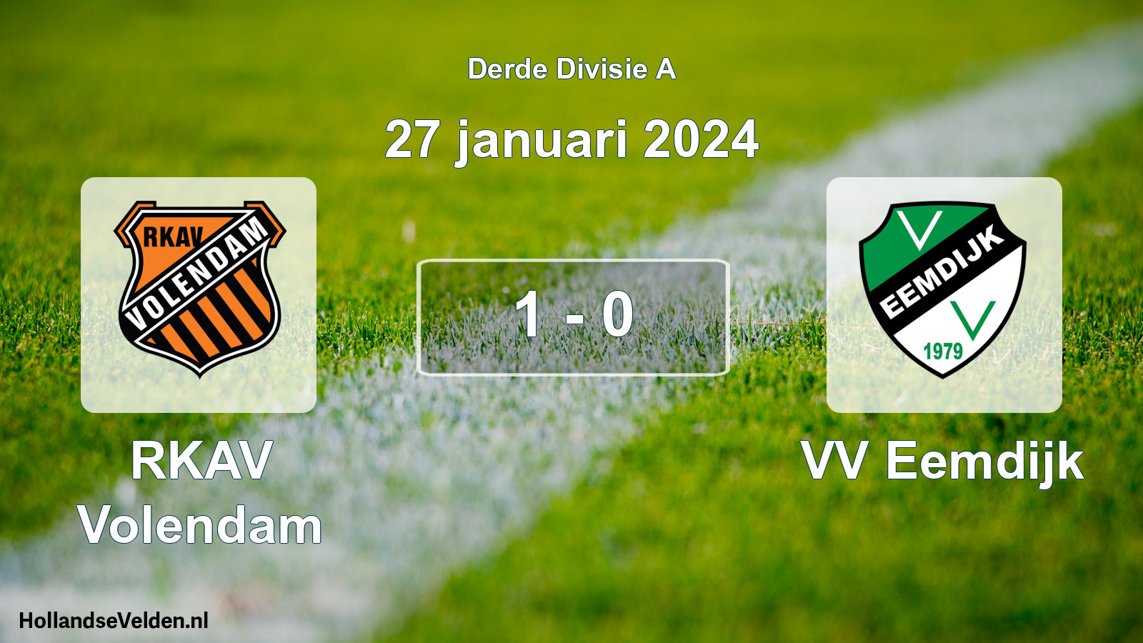 Gespeelde wedstrijd: RKAV Volendam - VV Eemdijk 1 - 0 (27 januari 2024)