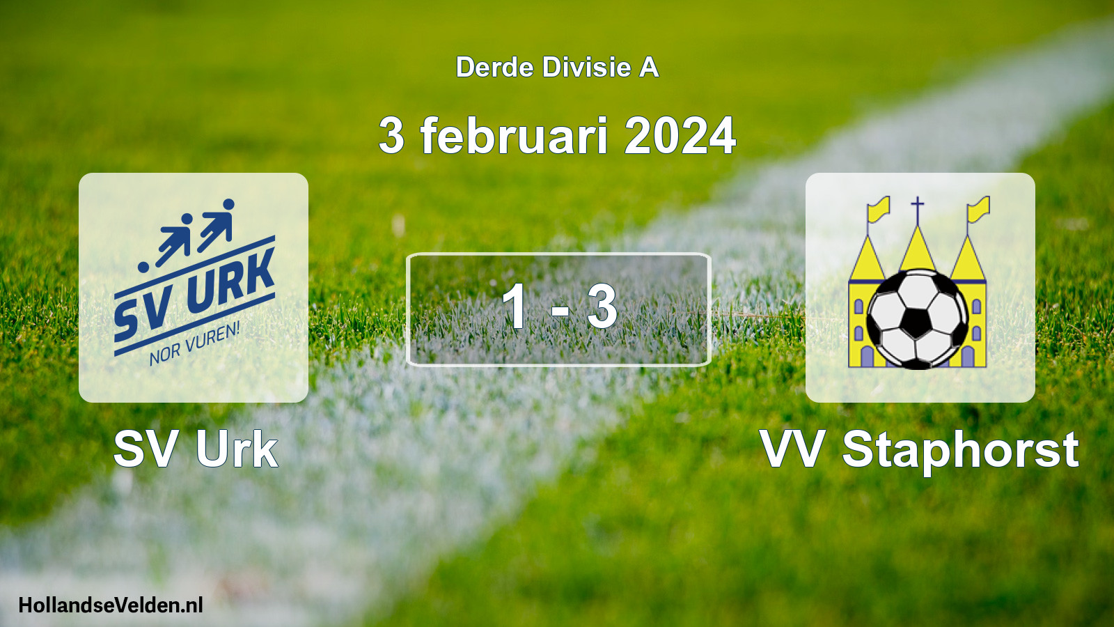 Gespeelde wedstrijd: SV Urk - VV Staphorst 1 - 3 (3 februari 2024)