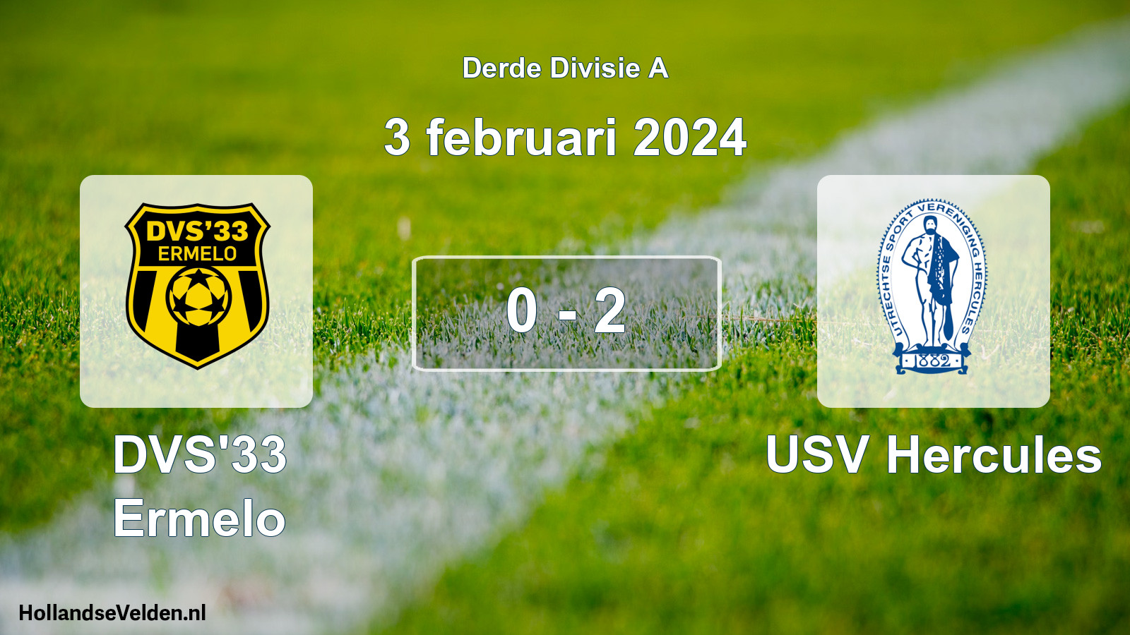 Gespeelde wedstrijd: DVS'33 Ermelo - USV Hercules 0 - 2 (3 februari 2024)
