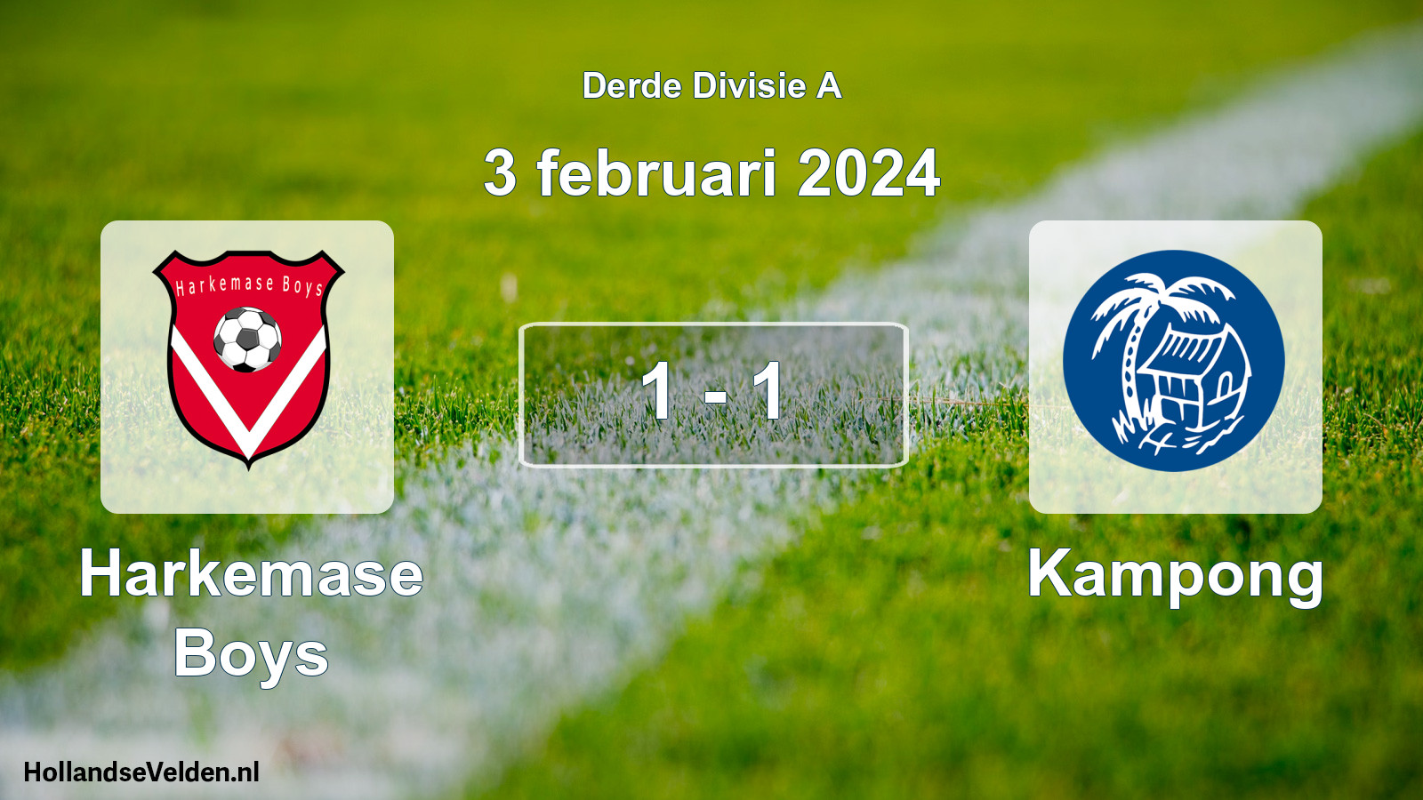 Gespeelde wedstrijd: Harkemase Boys - Kampong 1 - 1 (3 februari 2024)