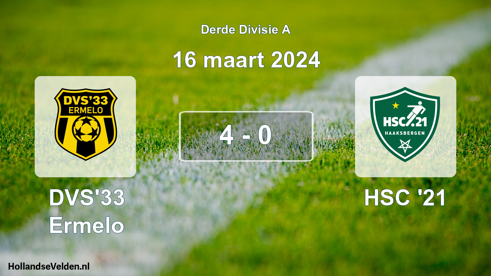 Gespeelde wedstrijd: DVS'33 Ermelo - HSC '21 4 - 0 (16 maart 2024)