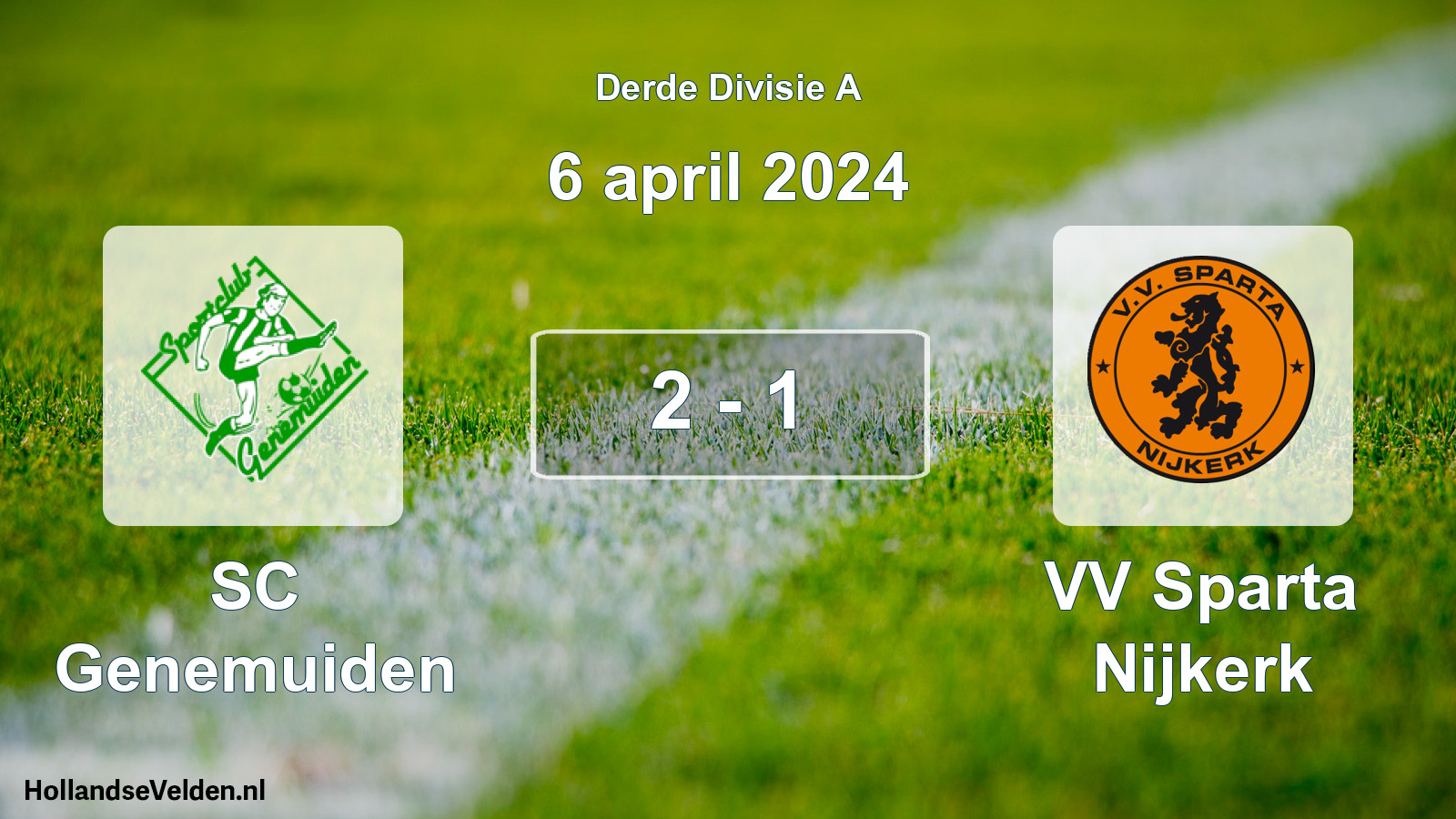 Gespeelde wedstrijd: SC Genemuiden - VV Sparta Nijkerk 2 - 1 (6 april 2024)