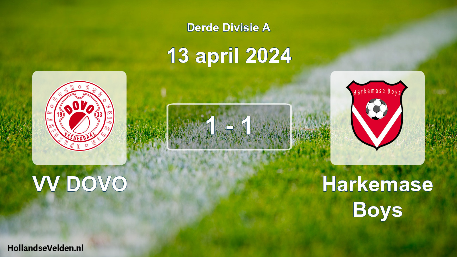 Gespeelde wedstrijd: VV DOVO - Harkemase Boys 1 - 1 (13 april 2024)