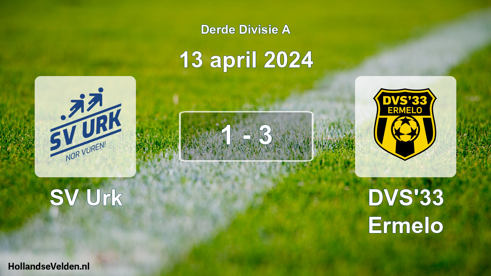 Gespeelde wedstrijd: SV Urk - DVS'33 Ermelo 1 - 3 (13 april 2024)