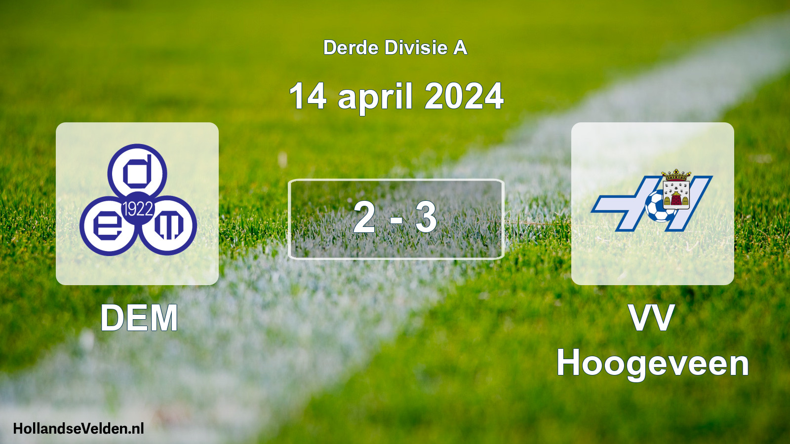 Gespeelde wedstrijd: DEM - VV Hoogeveen 2 - 3 (14 april 2024)