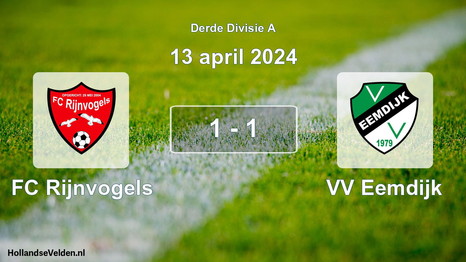 Gespeelde wedstrijd: FC Rijnvogels - VV Eemdijk 1 - 1 (13 april 2024)
