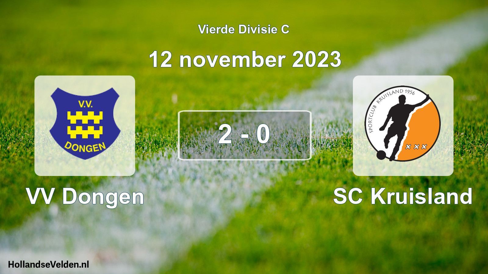 Gespeelde wedstrijd: VV Dongen - SC Kruisland 2 - 0 (12 november 2023)