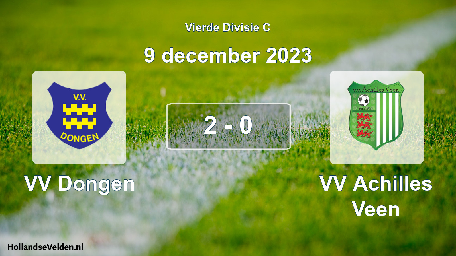 Gespeelde wedstrijd: VV Dongen - VV Achilles Veen 2 - 0 (9 december 2023)