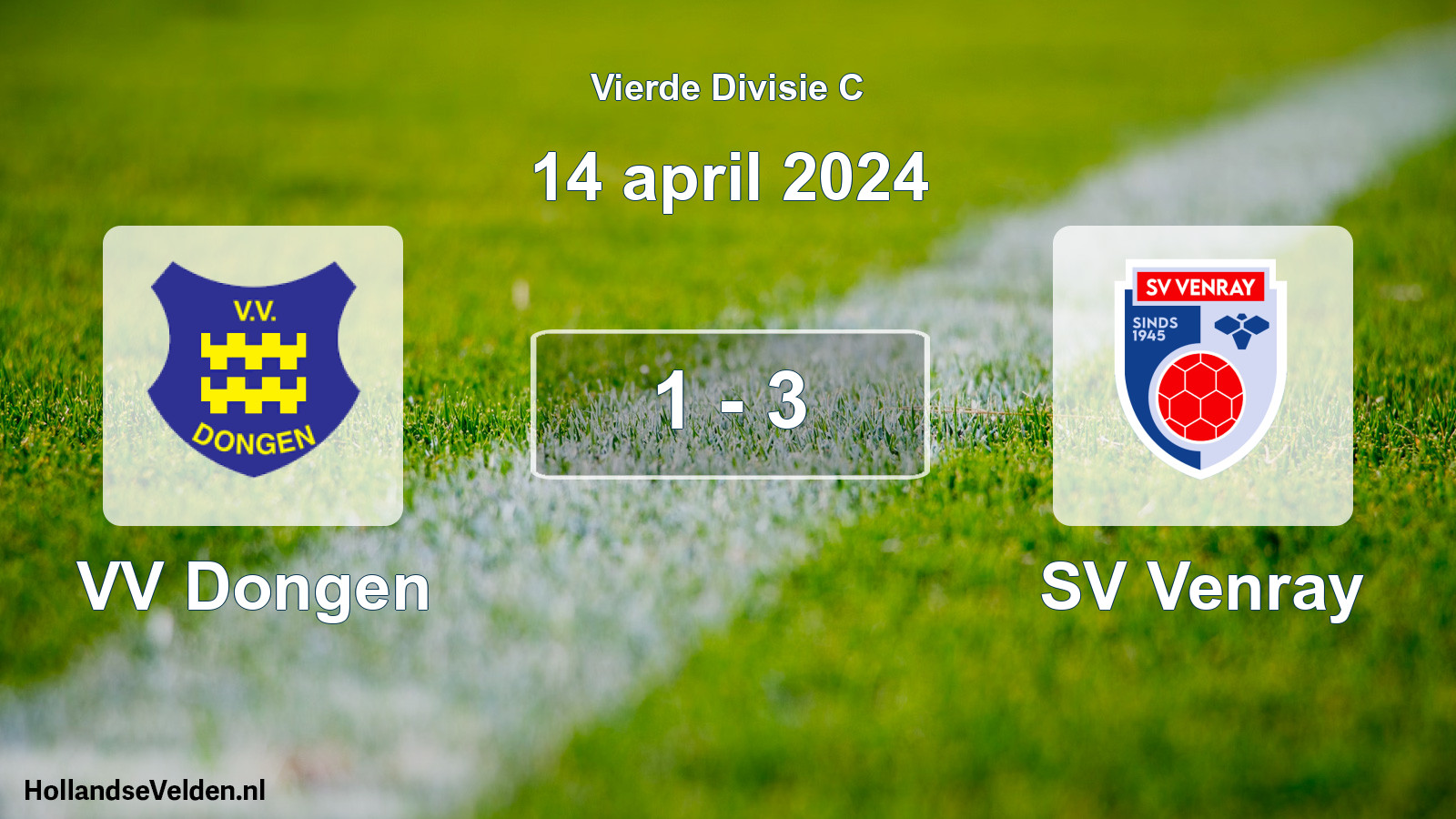 Gespeelde wedstrijd: VV Dongen - SV Venray 1 - 3 (14 april 2024)