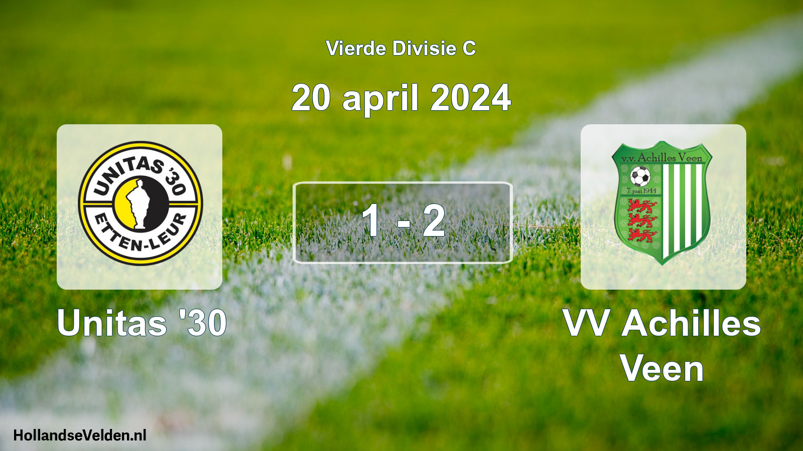 Gespeelde wedstrijd: Unitas '30 - VV Achilles Veen 1 - 2 (20 april 2024)