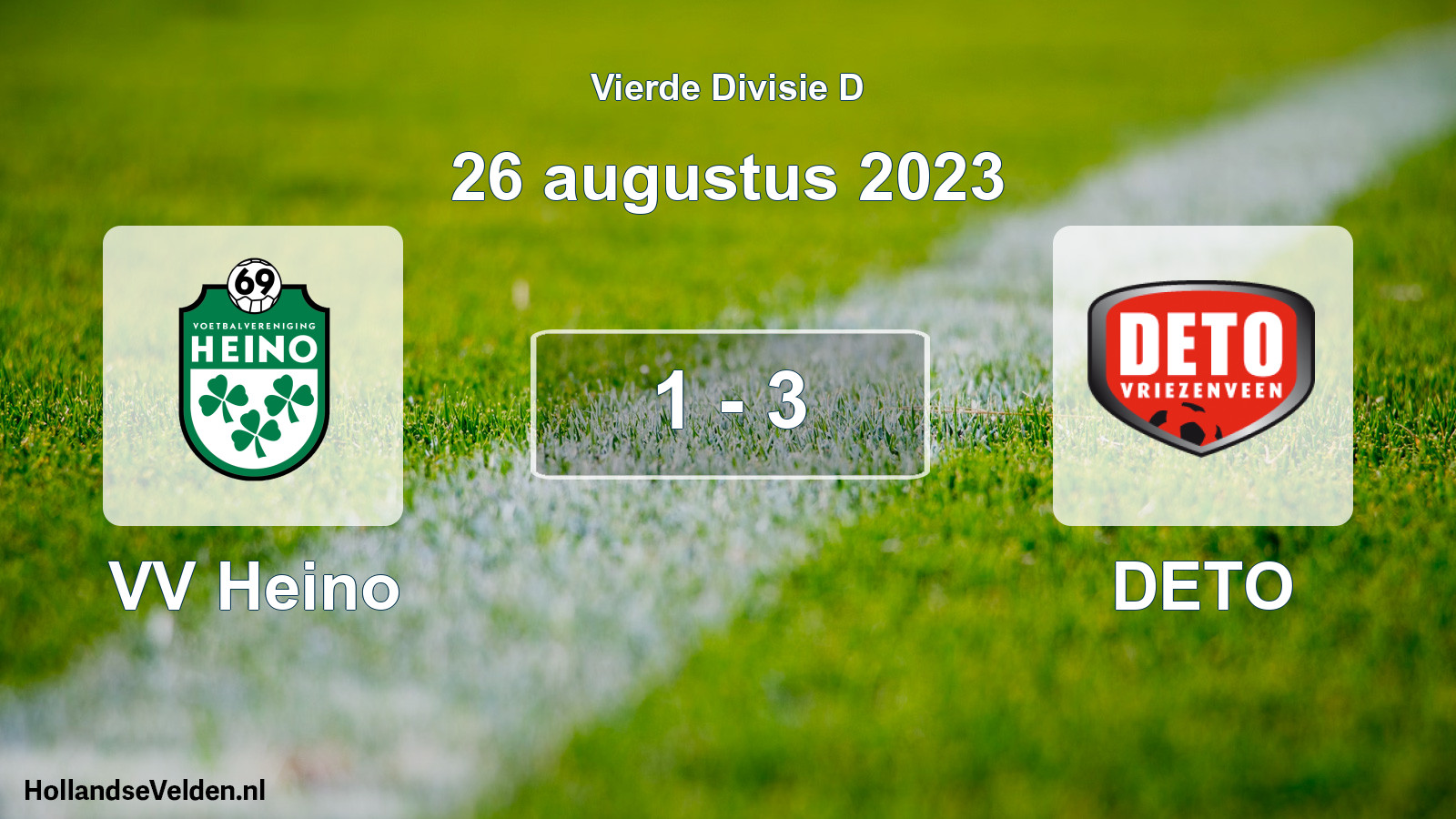 Gespeelde wedstrijd: VV Heino - DETO 1 - 3 (26 augustus 2023)